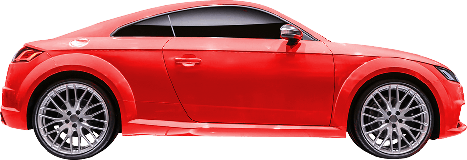 Rotes Sportcoupé auf weißem Hintergrund