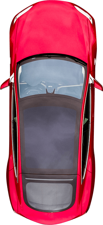 Rotes Auto von oben mit Glasdach